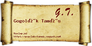 Gogolák Tamás névjegykártya